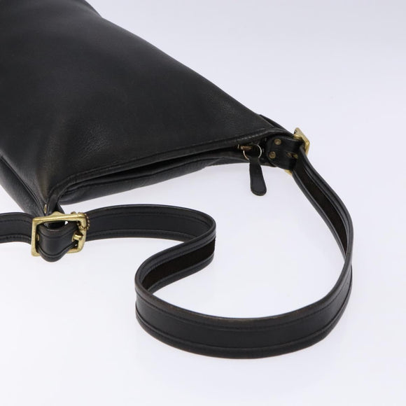 Coach Shoulder Bag Leather Black Gold Auth am8871