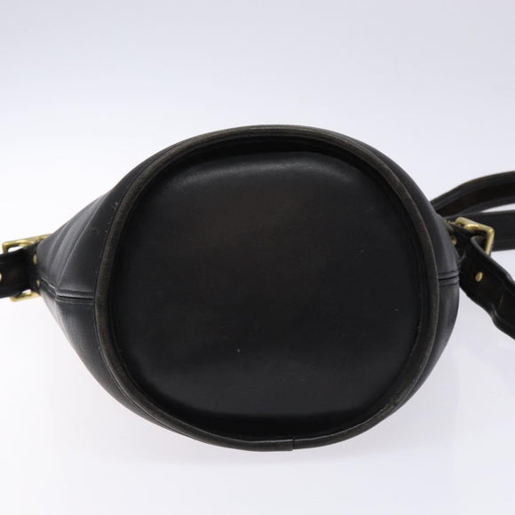 Coach Shoulder Bag Leather Black Gold Auth am8871