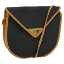 SAINT LAURENT Shoulder Bag Leather Black Gold Auth am8872-1