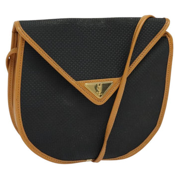 SAINT LAURENT Shoulder Bag Leather Black Gold Auth am8872