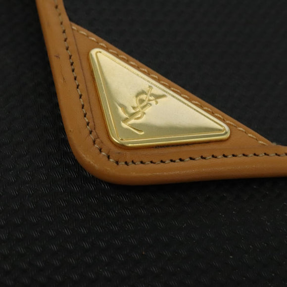 SAINT LAURENT Shoulder Bag Leather Black Gold Auth am8872