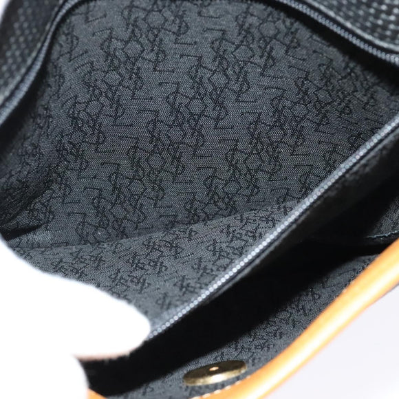 SAINT LAURENT Shoulder Bag Leather Black Gold Auth am8872