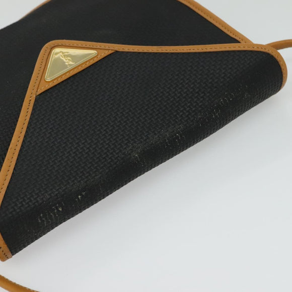 SAINT LAURENT Shoulder Bag Leather Black Gold Auth am8872