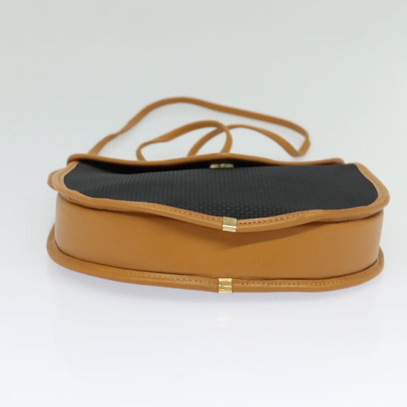 SAINT LAURENT Shoulder Bag Leather Black Gold Auth am8872