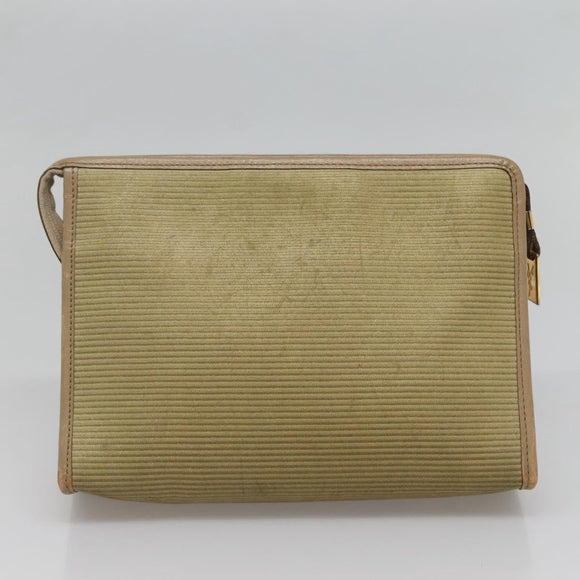 SAINT LAURENT Clutch Bag 2Set Beige Brown gold Auth am8873