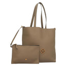 VERSACE Tote Bag Leather Beige Gold Auth am8882-1
