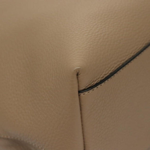 VERSACE Tote Bag Leather Beige Gold Auth am8882