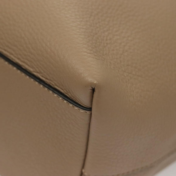 VERSACE Tote Bag Leather Beige Gold Auth am8882