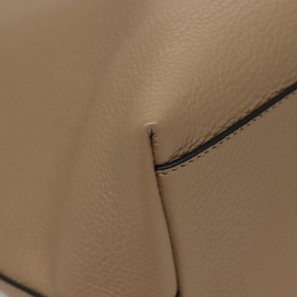 VERSACE Tote Bag Leather Beige Gold Auth am8882