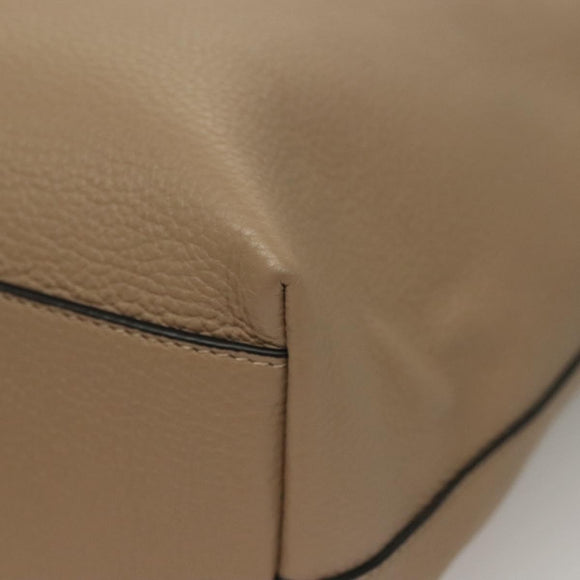 VERSACE Tote Bag Leather Beige Gold Auth am8882