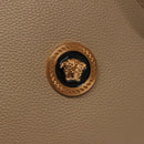 VERSACE Tote Bag Leather Beige Gold Auth am8882-17