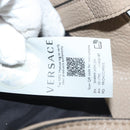 VERSACE Tote Bag Leather Beige Gold Auth am8882-12