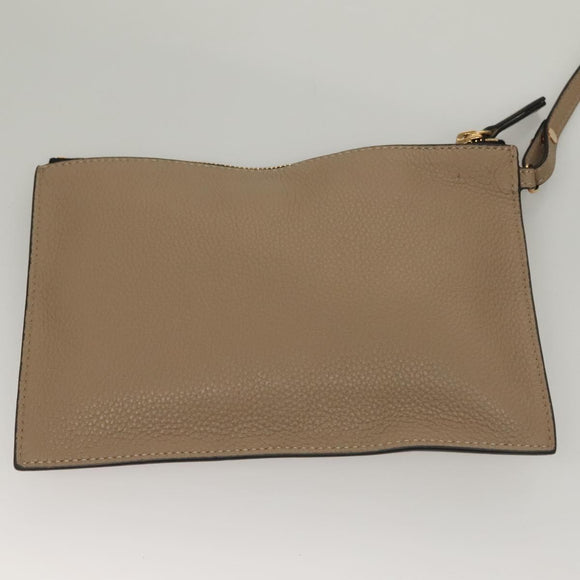 VERSACE Tote Bag Leather Beige Gold Auth am8882