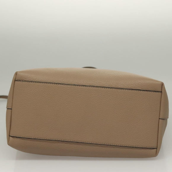 VERSACE Tote Bag Leather Beige Gold Auth am8882