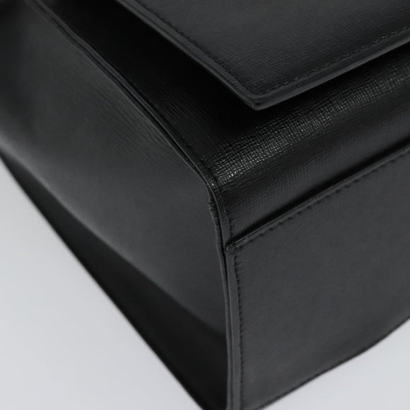 VERSACE Hand Bag Leather Black Silver Auth am8883