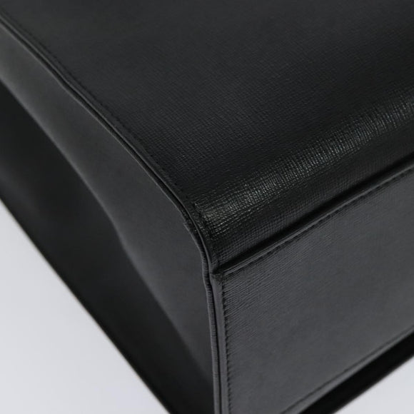 VERSACE Hand Bag Leather Black Silver Auth am8883