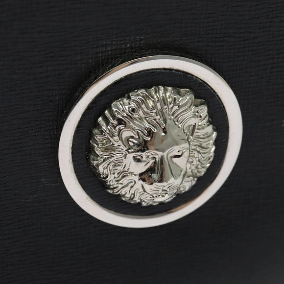 VERSACE Hand Bag Leather Black Silver Auth am8883