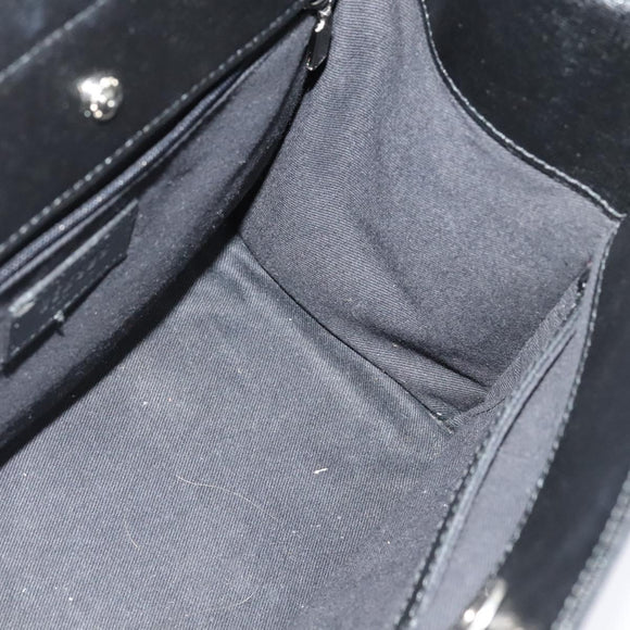 VERSACE Hand Bag Leather Black Silver Auth am8883