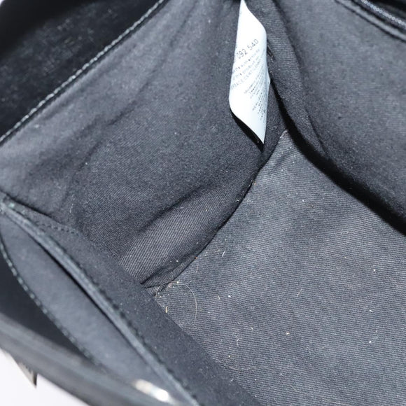 VERSACE Hand Bag Leather Black Silver Auth am8883