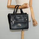 VERSACE Hand Bag Leather Black Silver Auth am8883-24