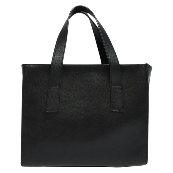 VERSACE Hand Bag Leather Black Silver Auth am8883