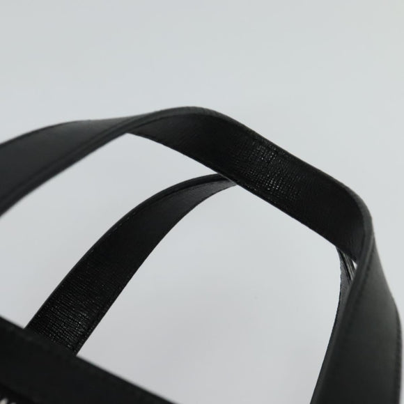 VERSACE Hand Bag Leather Black Silver Auth am8883