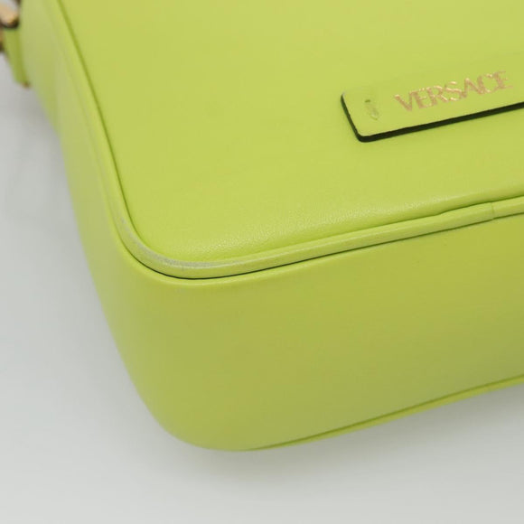VERSACE Shoulder Bag Leather LIme Green Gold Auth am8884
