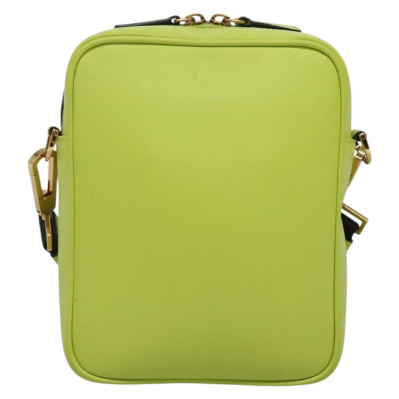 VERSACE Shoulder Bag Leather LIme Green Gold Auth am8884