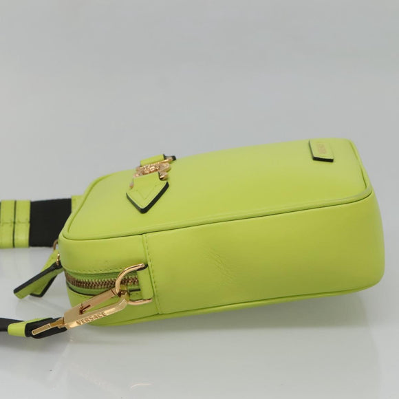 VERSACE Shoulder Bag Leather LIme Green Gold Auth am8884