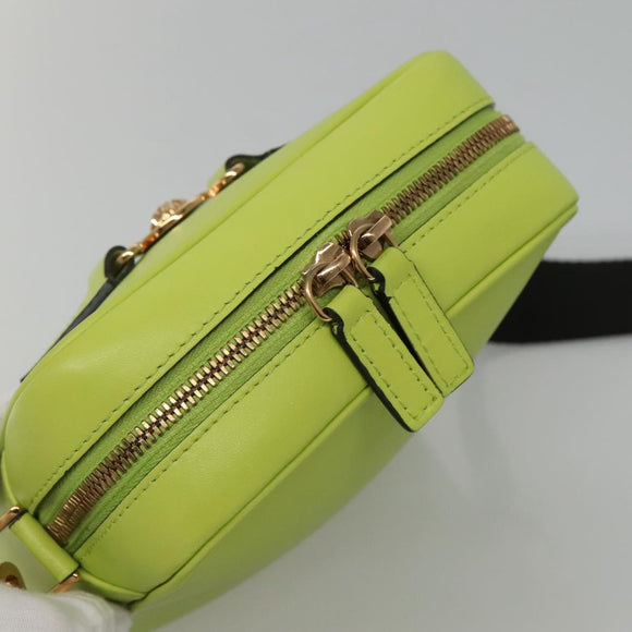 VERSACE Shoulder Bag Leather LIme Green Gold Auth am8884