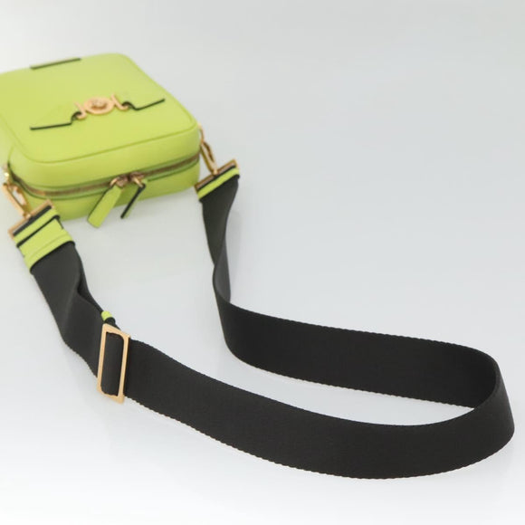 VERSACE Shoulder Bag Leather LIme Green Gold Auth am8884