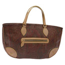ETRO Paisley Tote Bag PVC Brown Gold Auth am8891-1