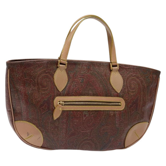 ETRO Paisley Tote Bag PVC Brown Gold Auth am8891