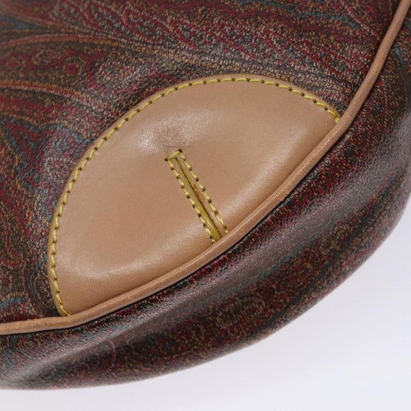 ETRO Paisley Tote Bag PVC Brown Gold Auth am8891