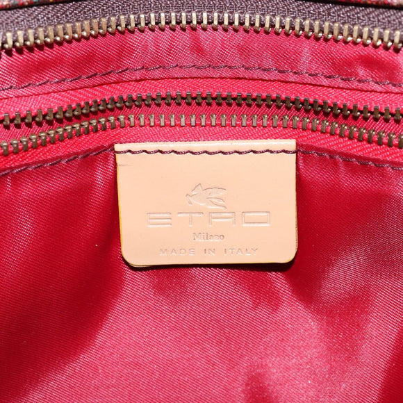 ETRO Paisley Tote Bag PVC Brown Gold Auth am8891