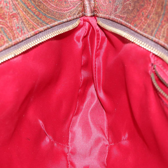 ETRO Paisley Tote Bag PVC Brown Gold Auth am8891