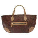 ETRO Paisley Tote Bag PVC Brown Gold Auth am8891-2