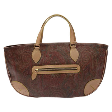 ETRO Paisley Tote Bag PVC Brown Gold Auth am8891 - 0