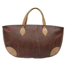 ETRO Paisley Tote Bag PVC Brown Gold Auth am8891-3
