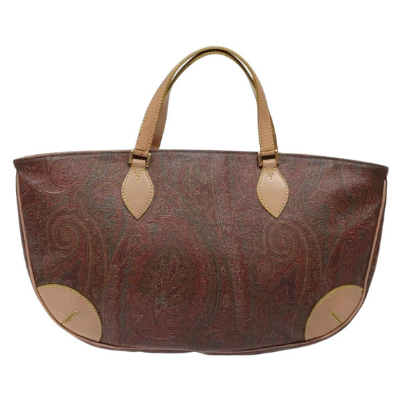 ETRO Paisley Tote Bag PVC Brown Gold Auth am8891
