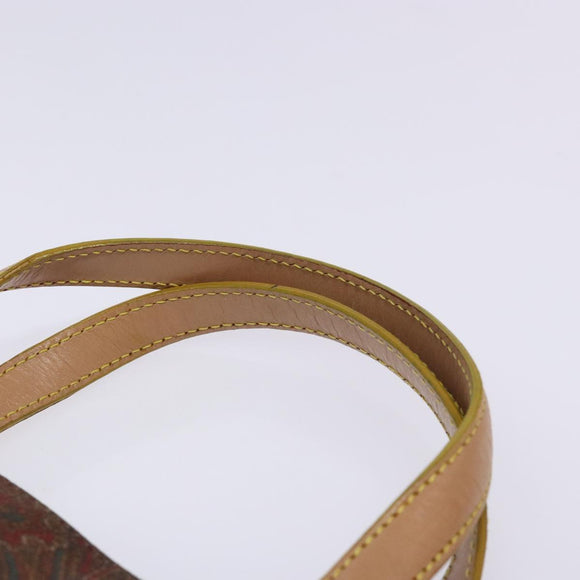 ETRO Paisley Tote Bag PVC Brown Gold Auth am8891