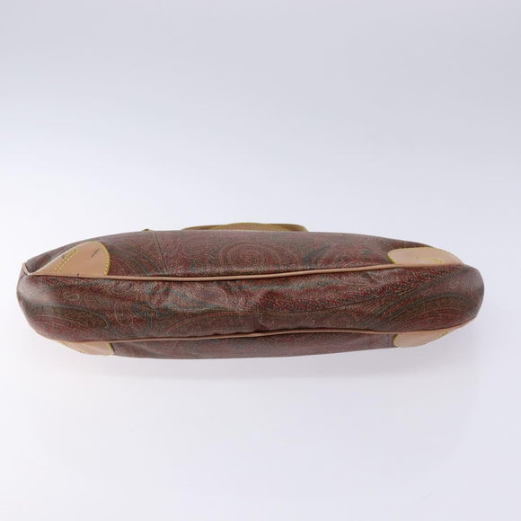 ETRO Paisley Tote Bag PVC Brown Gold Auth am8891