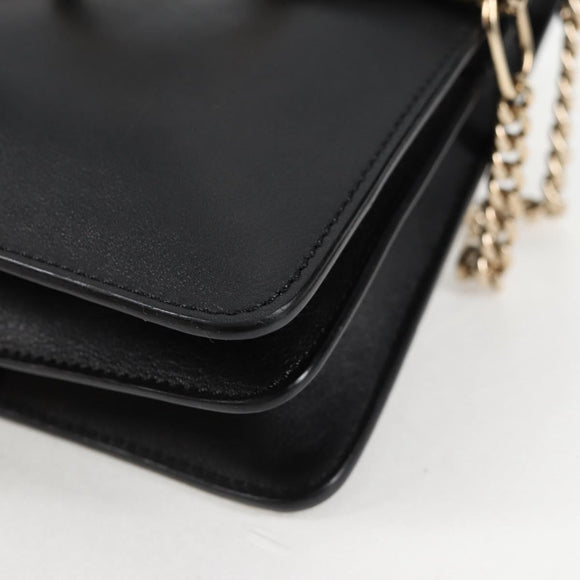 Chloe Fay Shoulder Bag Suede Leather Black Gold Auth am8892V