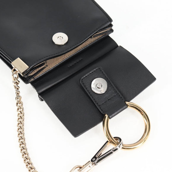 Chloe Fay Shoulder Bag Suede Leather Black Gold Auth am8892V