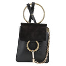 Chloe Fay Shoulder Bag Suede Leather Black Gold Auth am8892V-13