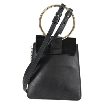Chloe Fay Shoulder Bag Suede Leather Black Gold Auth am8892V - 0