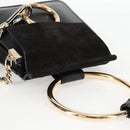 Chloe Fay Shoulder Bag Suede Leather Black Gold Auth am8892V-6