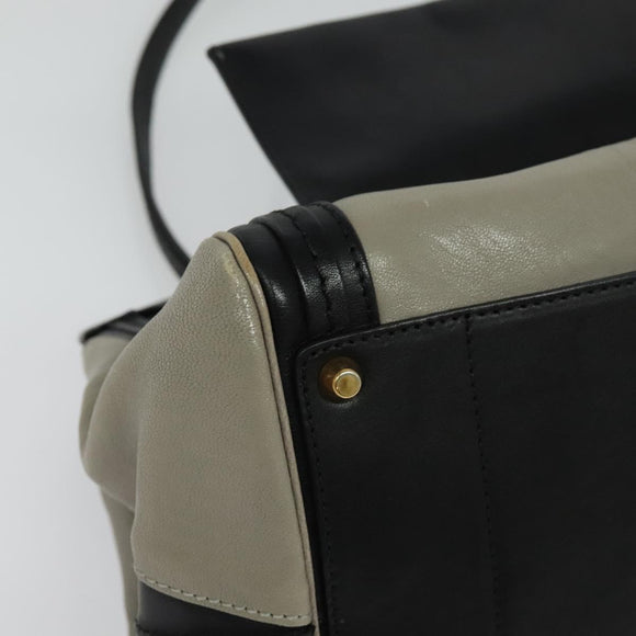 Chloe Alice Hand Bag Leather 2way Black Gold Auth am8896