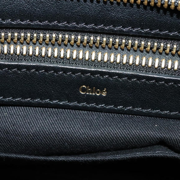 Chloe Alice Hand Bag Leather 2way Black Gold Auth am8896