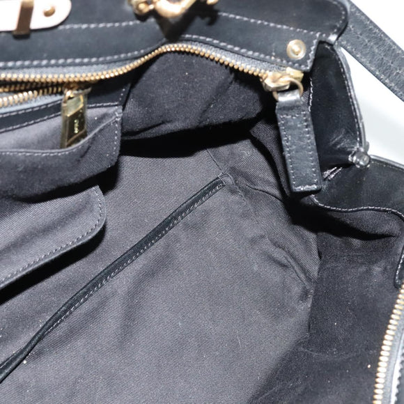 Chloe Alice Hand Bag Leather 2way Black Gold Auth am8896